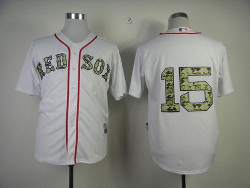 Red Sox #15 Dustin Pedroia White USMC Cool Base Stitched MLB Jersey